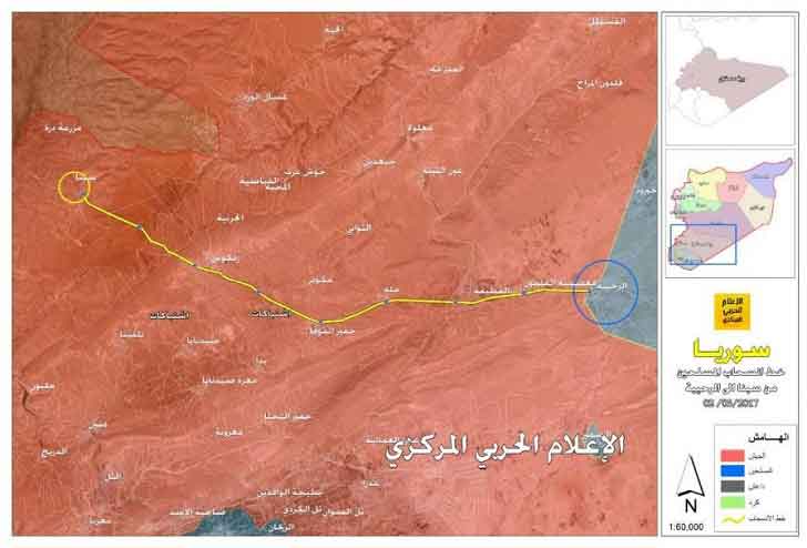 Маршрут движения боевиков из западного Дамаска в Восточную Гуту