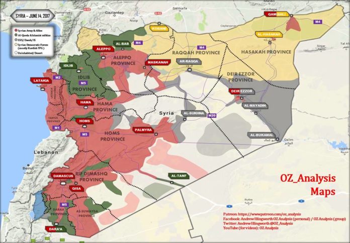 Карта Сирии 15 06 2017