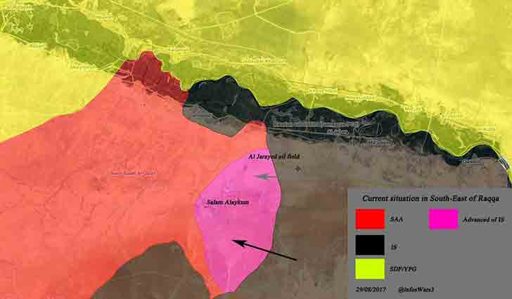 Карта южной Ракки на 28 08 2017
