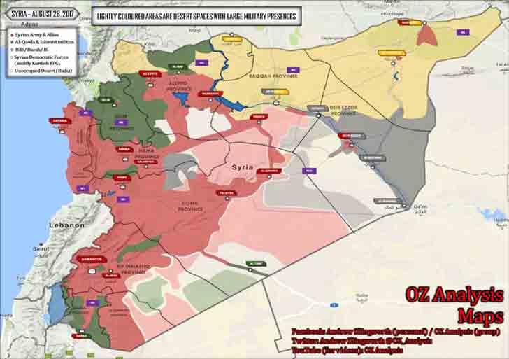 Карта Сирии на 29 08 2017
