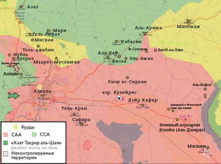 Карта северной части провинции Алеппо