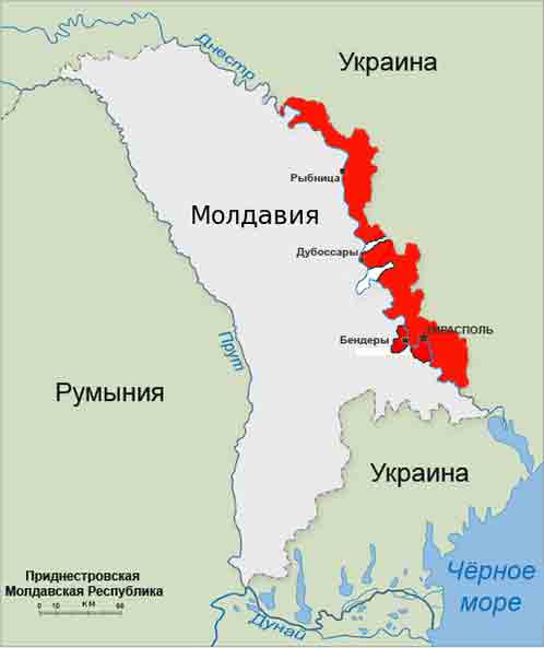 Политическая карта Молдавии и Приднестровья