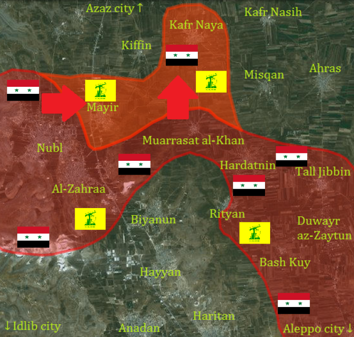 Обзор карты боевых действий северное Алеппо Сирия 05 02 2016