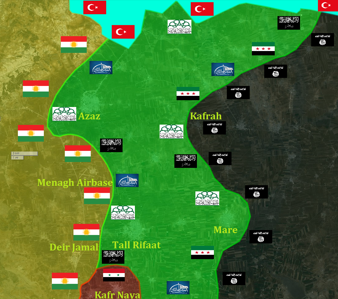 Карта линия фронта северное Алеппо Сирия 12 02 2016