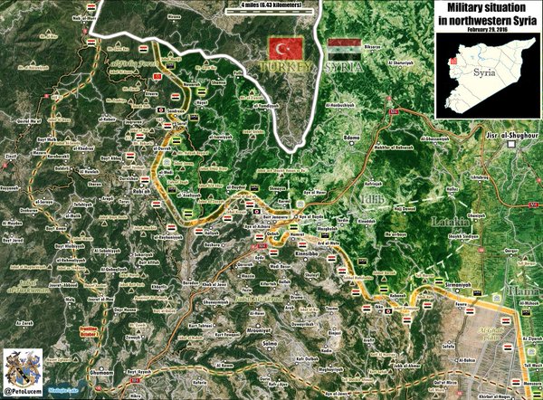 Обзор оперативной карты Латакия Сирия 01 03 2016