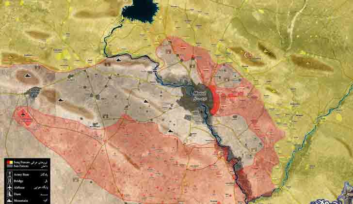 Карта Мосула и окрестностей за 16 ноября