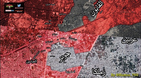Карта восточного Дамаска Джобар 22 03 2017