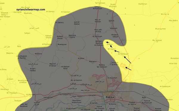 Карта операции по освобождению 6 деревень в Ракке 19 04 2017