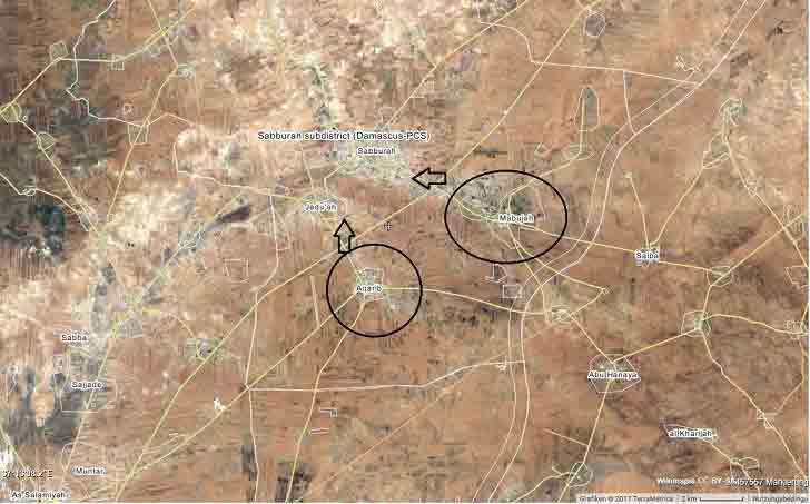 Карта восточной Хамы (деревни, подвергшиеся нападению ИГИЛ)