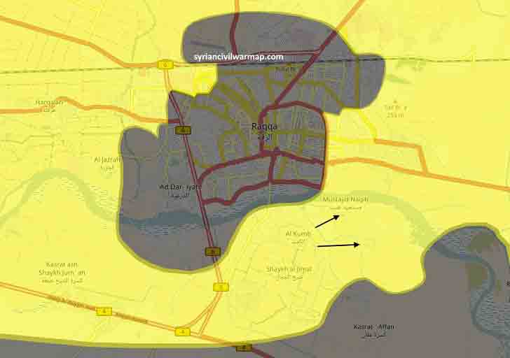 Карта "котла" вокруг города Ракка 24 06 2017