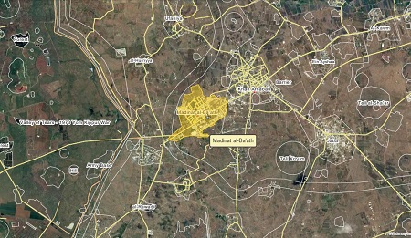 Город Мадина Аль-Баас на карте Кунейтры