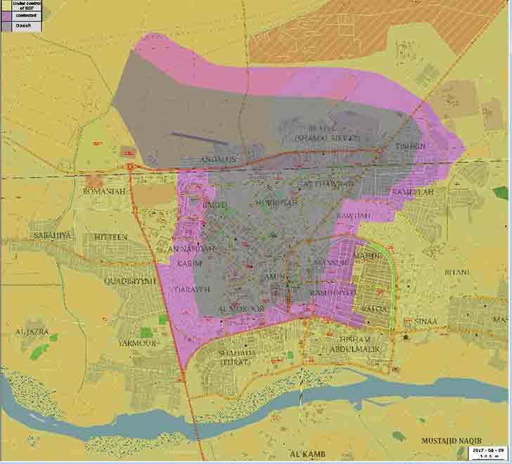 Карта города Ракка на 09 08 2017