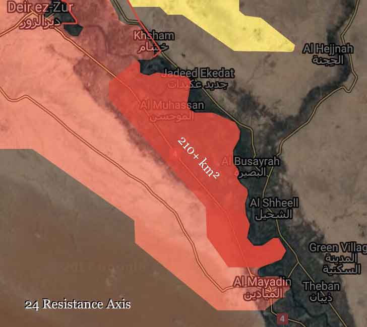 Карта территории на восточном берегу Евфрата, очищенной от ИГИЛ