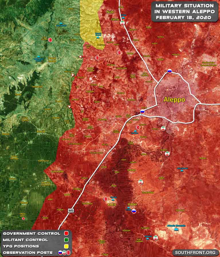 Оперативная карта западного Алеппо на 18 02 2020