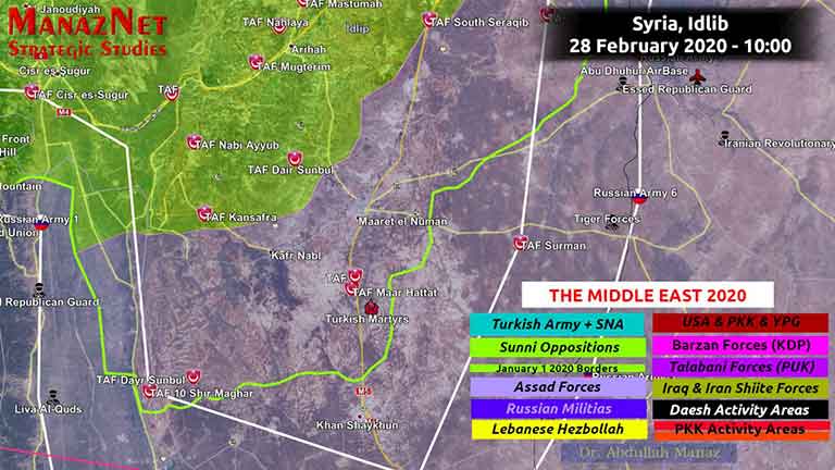 Карта линии фронта в Идлибе на 28 02 2020