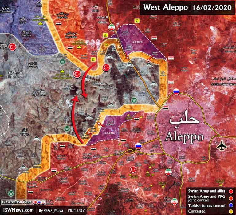 Оперативная карта западного Алеппо на 16 02 2020