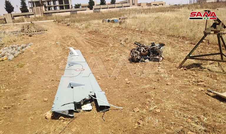 Обломки сбитого сирийскими военными турецкого БПЛА Anka-S