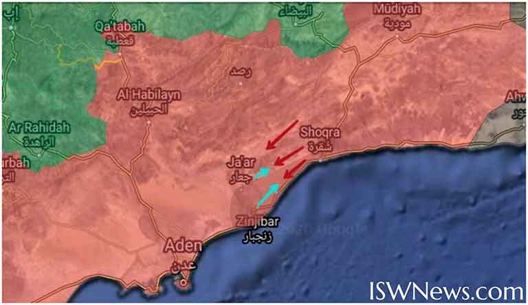 Направления ударов бывших союзников в южном Йемене