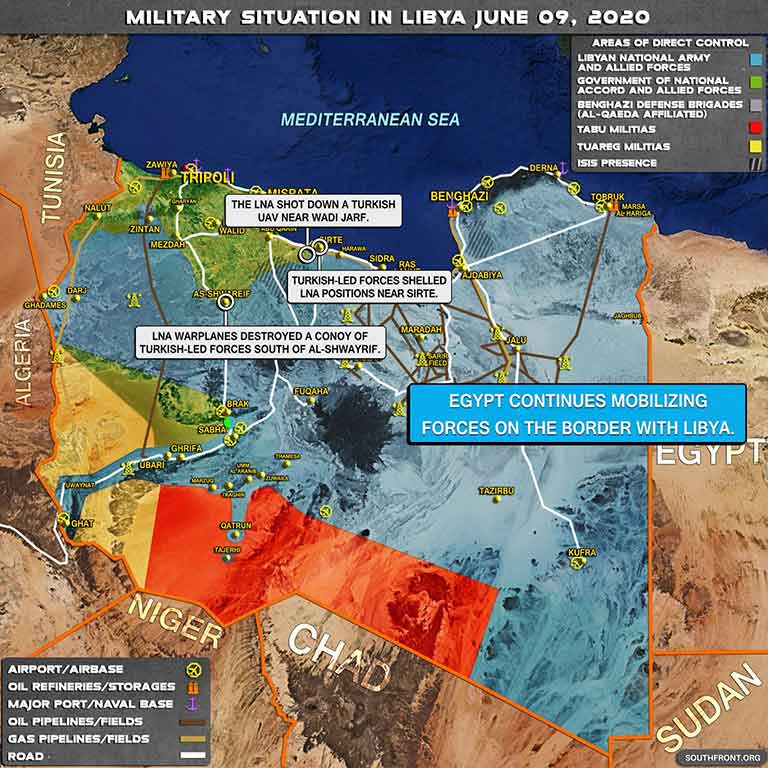 Карта оперативной обстановки в Ливии на 09 06 2020