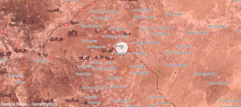 Место боестолкновения на карте Хамы