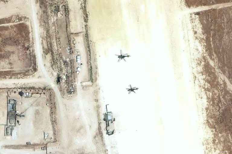 Спутниковый снимок российской базы возле города Айн аль-Араб