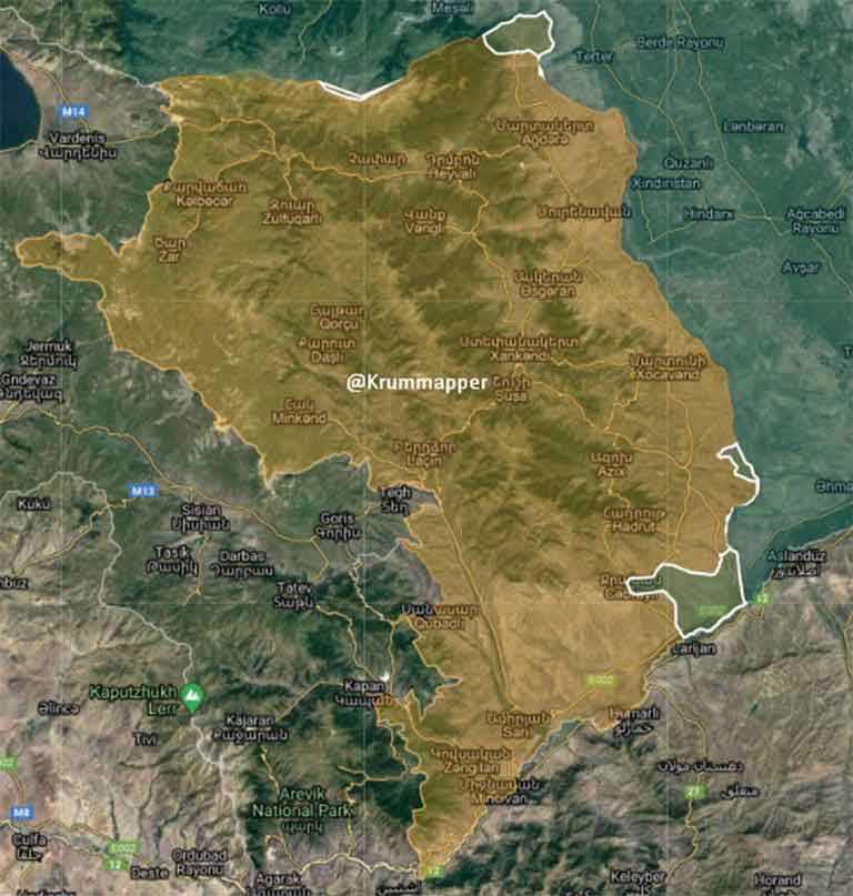 Карта Нагорного Карабаха на 05 10 2020