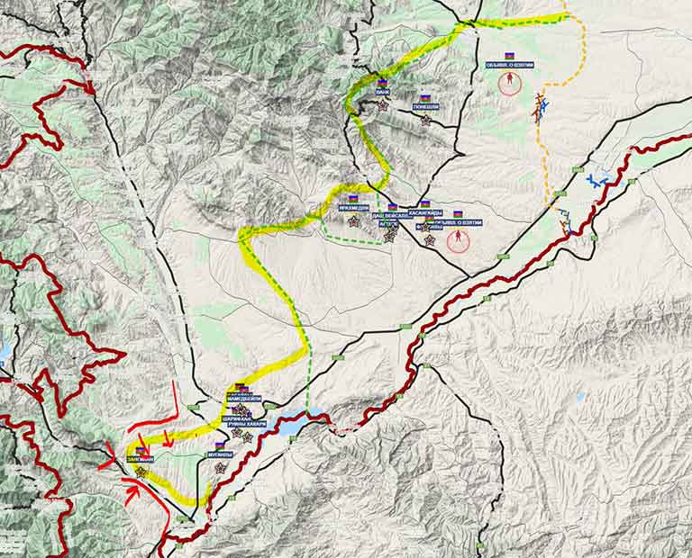 Линия фронта на юге Нагорного Карабаха на 20 10 2020