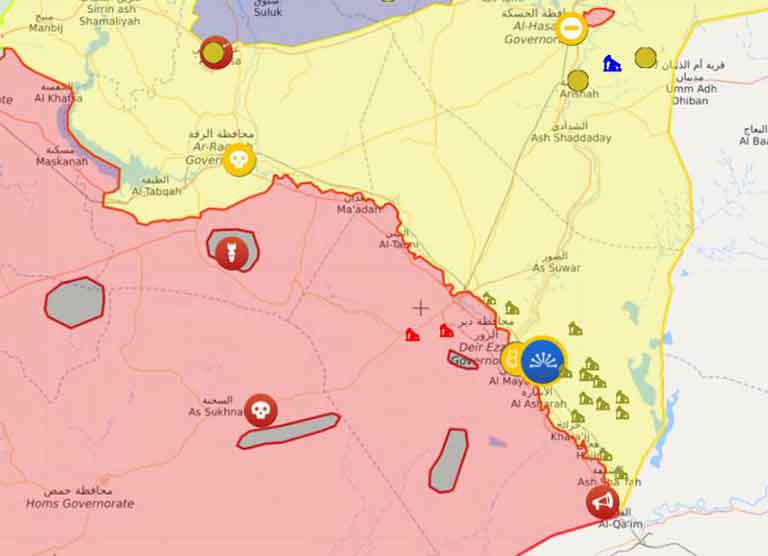 Анклавы ИГИЛ и места бомбардировок на карте